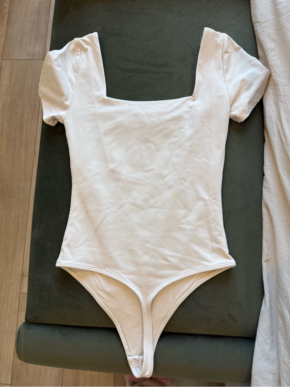 Contour Square Neck Short Sleeve Bodysuit - Cream - Picture 2 of 3
